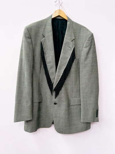 Fringe Plaid Blazer XL