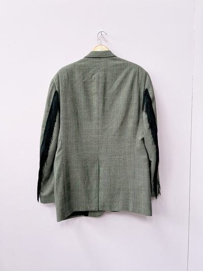 Fringe Plaid Blazer XL
