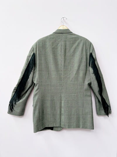 Fringe Plaid Blazer XL