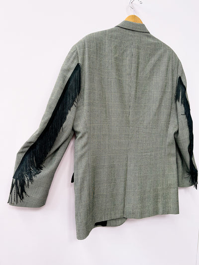 Fringe Plaid Blazer XL