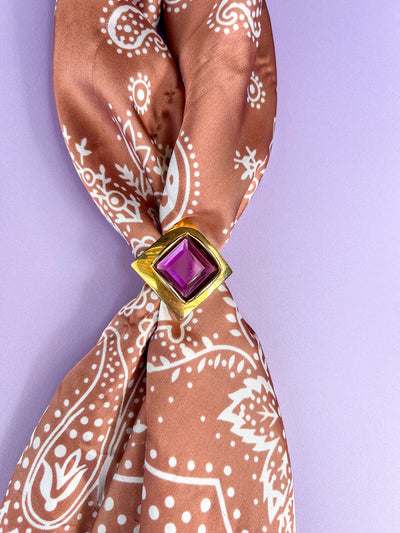 Gold Bandana Slide with Purple Gem
