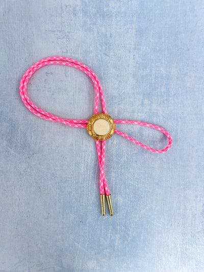 Gold Upcycled Pink Bolo Tie