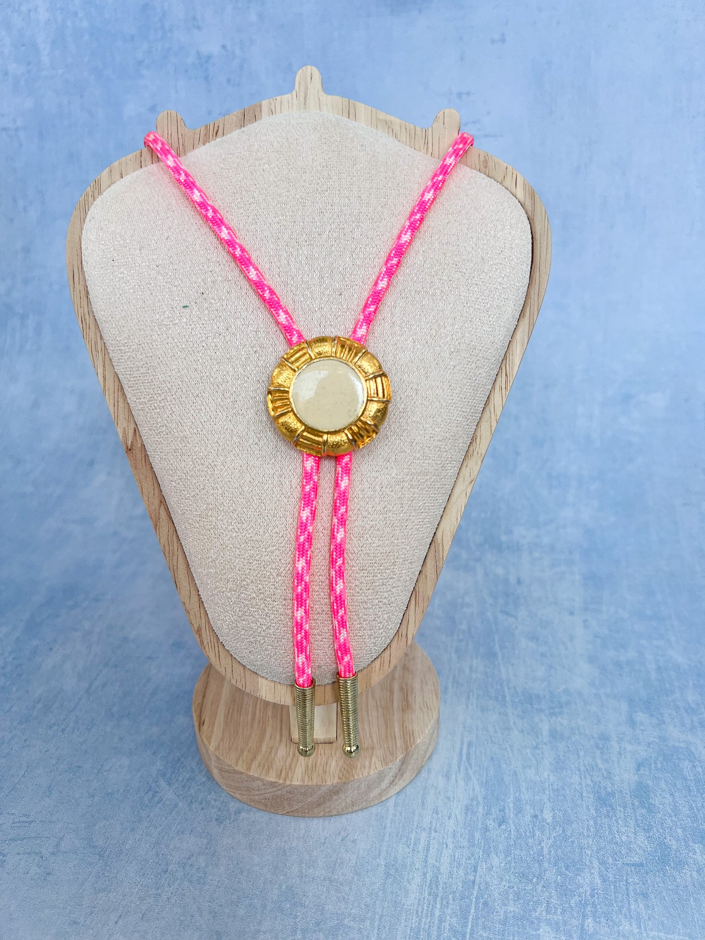 Gold Upcycled Pink Bolo Tie