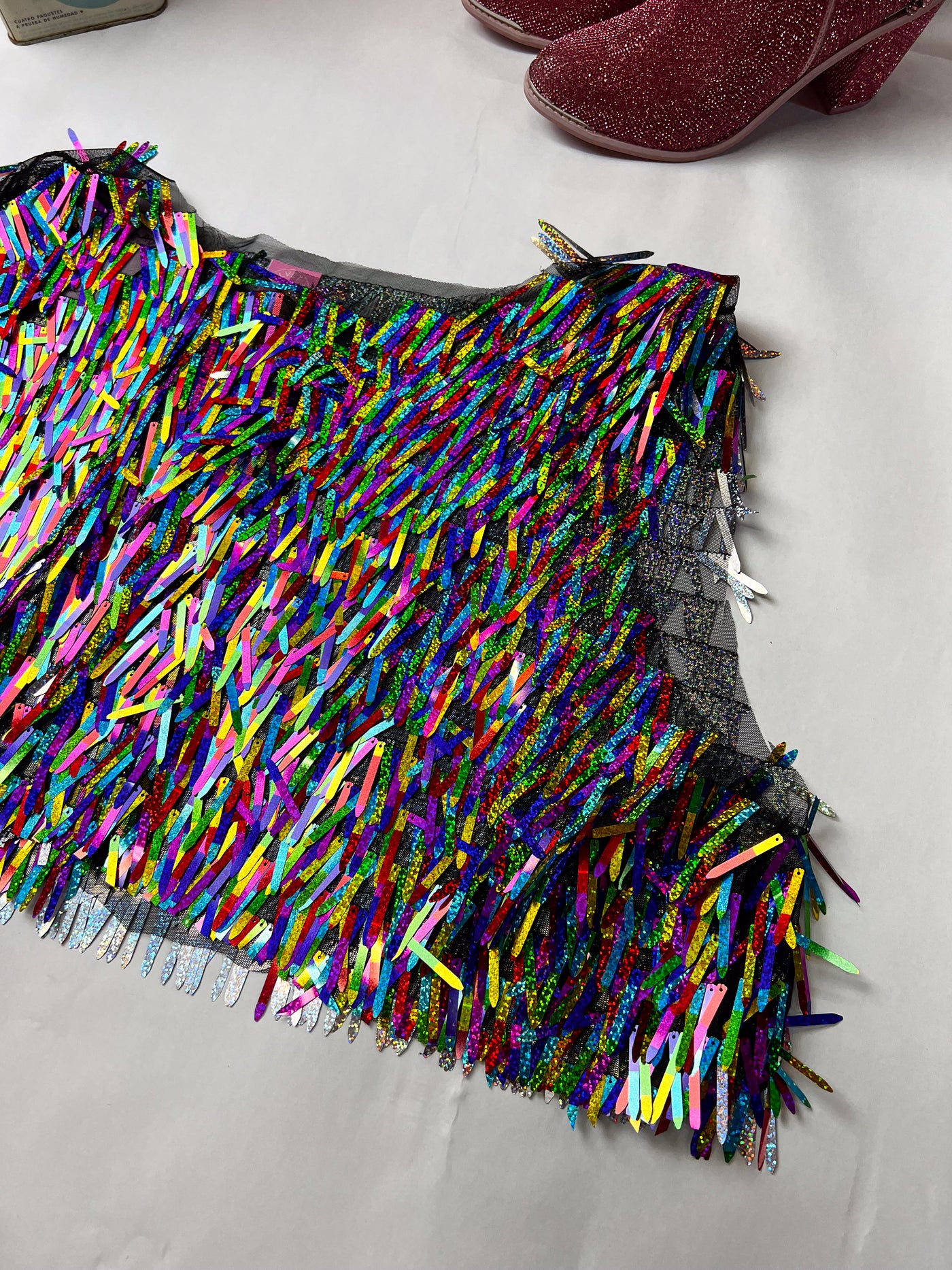 Multicolor Fringe Sequin Party Vest (Size M-XL)