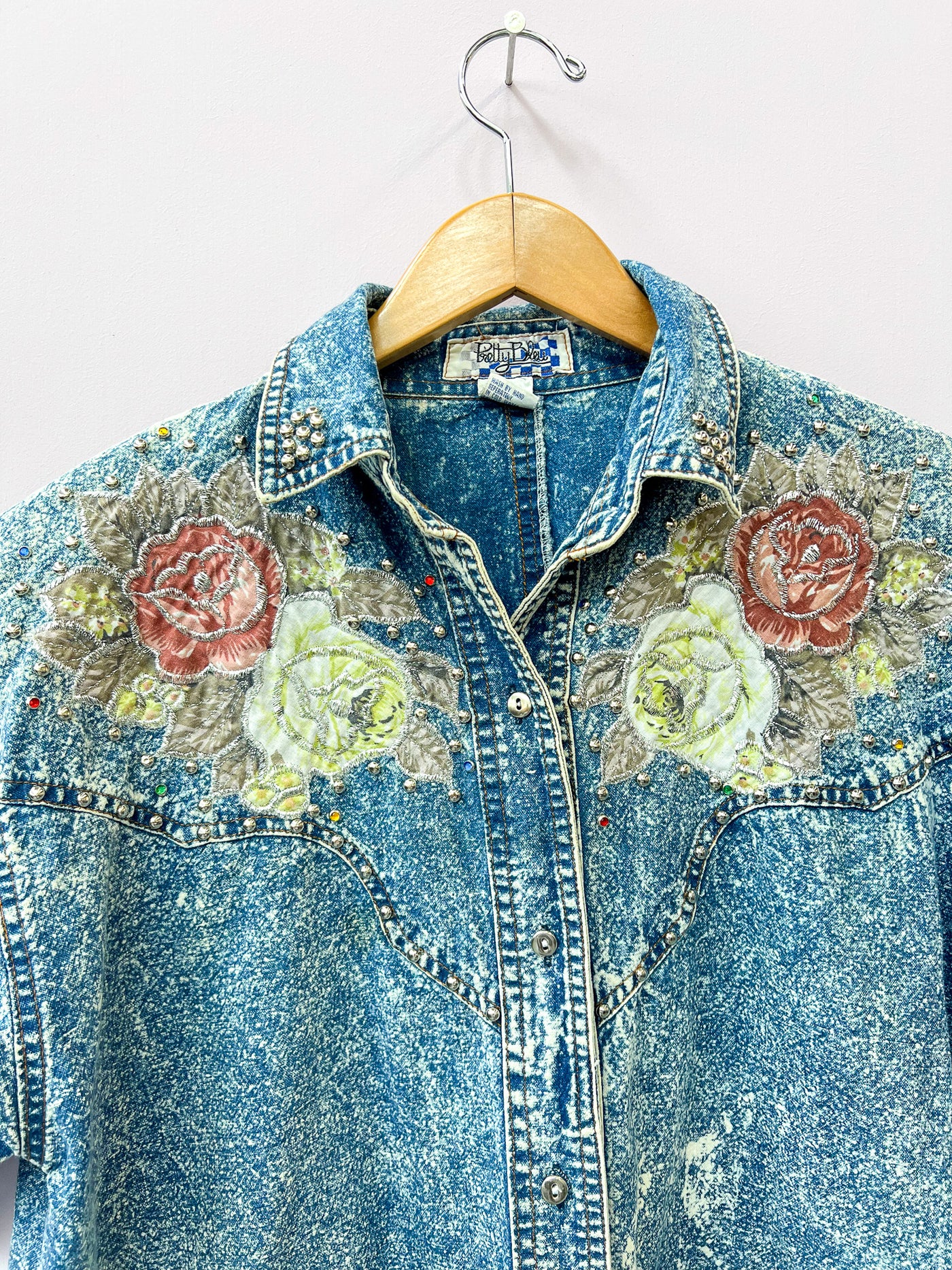 Acid Wash Denim Western Shirt - Medium