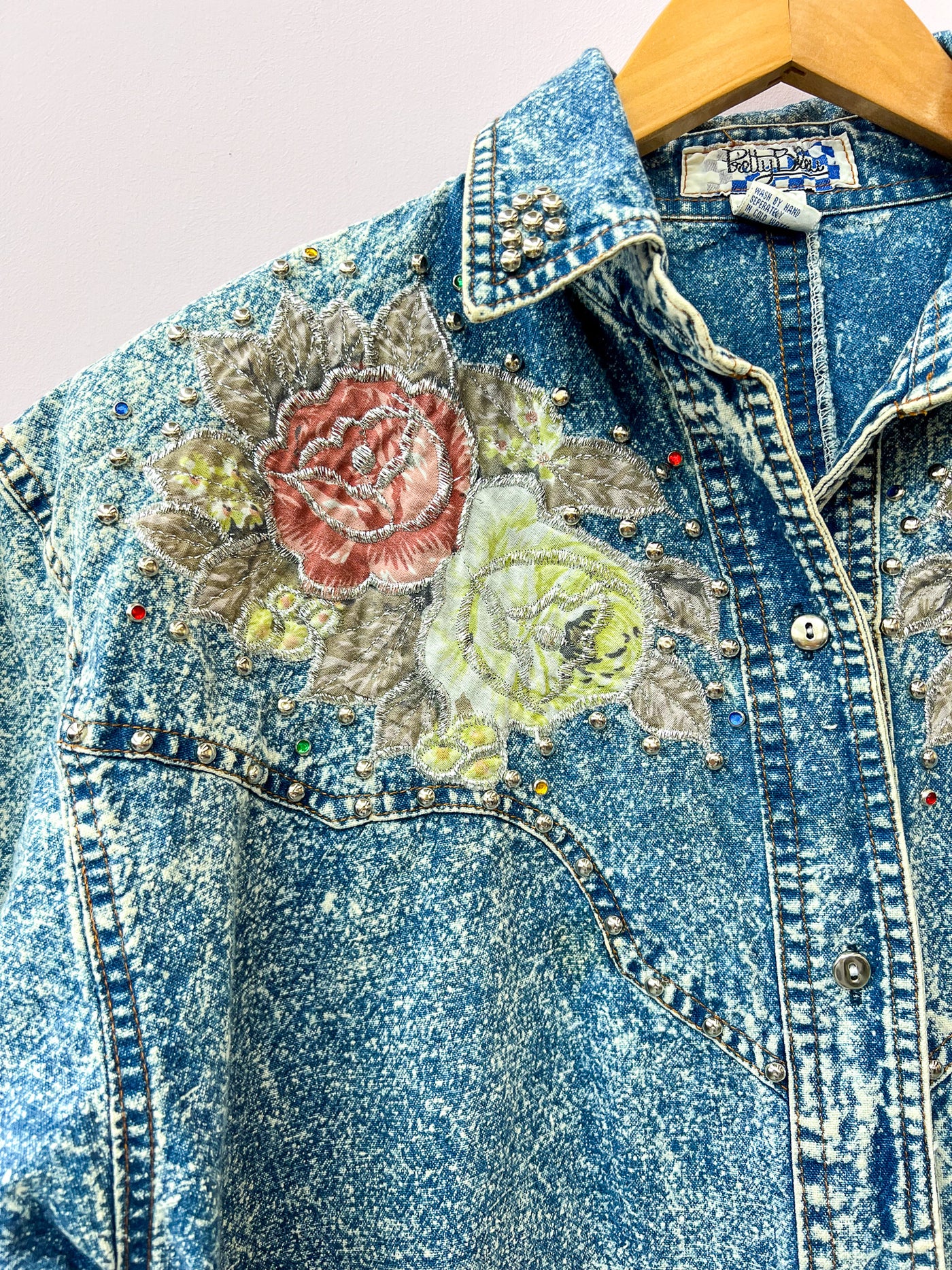 Acid Wash Denim Western Shirt - Medium