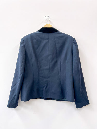 Navy Bar Blazer with Black Velvet Collar - Large
