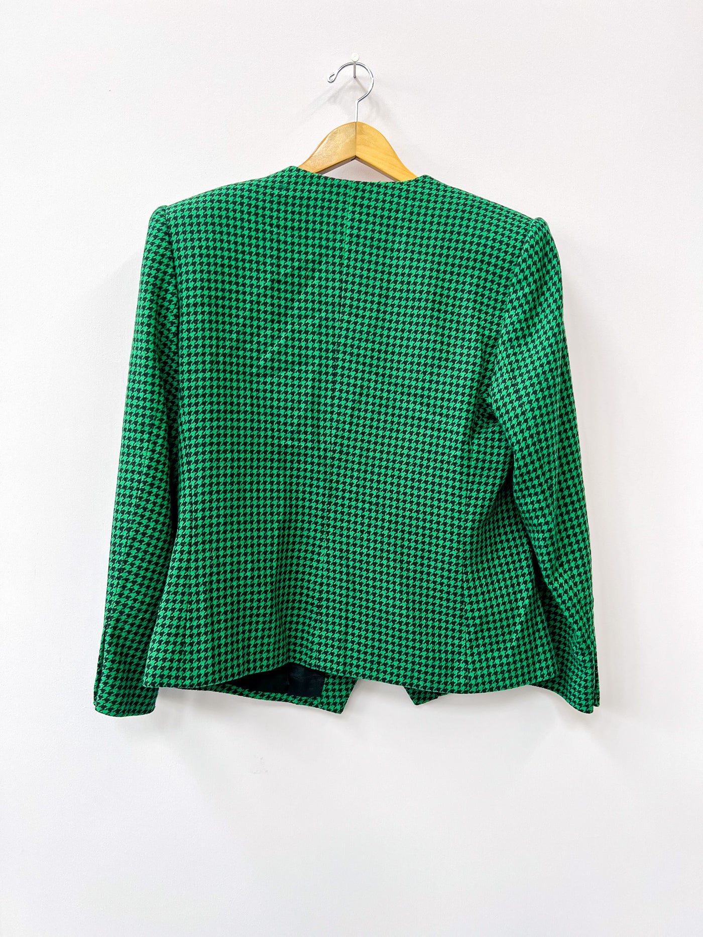 Emerald Green Houndstooth Asymmetrical Blazer - Medium