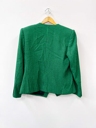Emerald Green Houndstooth Asymmetrical Blazer - Medium