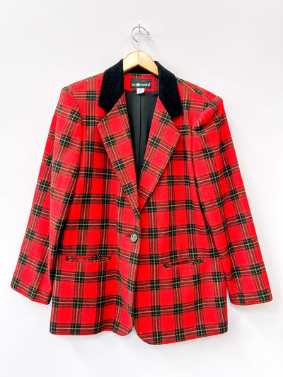 Red Plaid Holiday Blazer - Medium