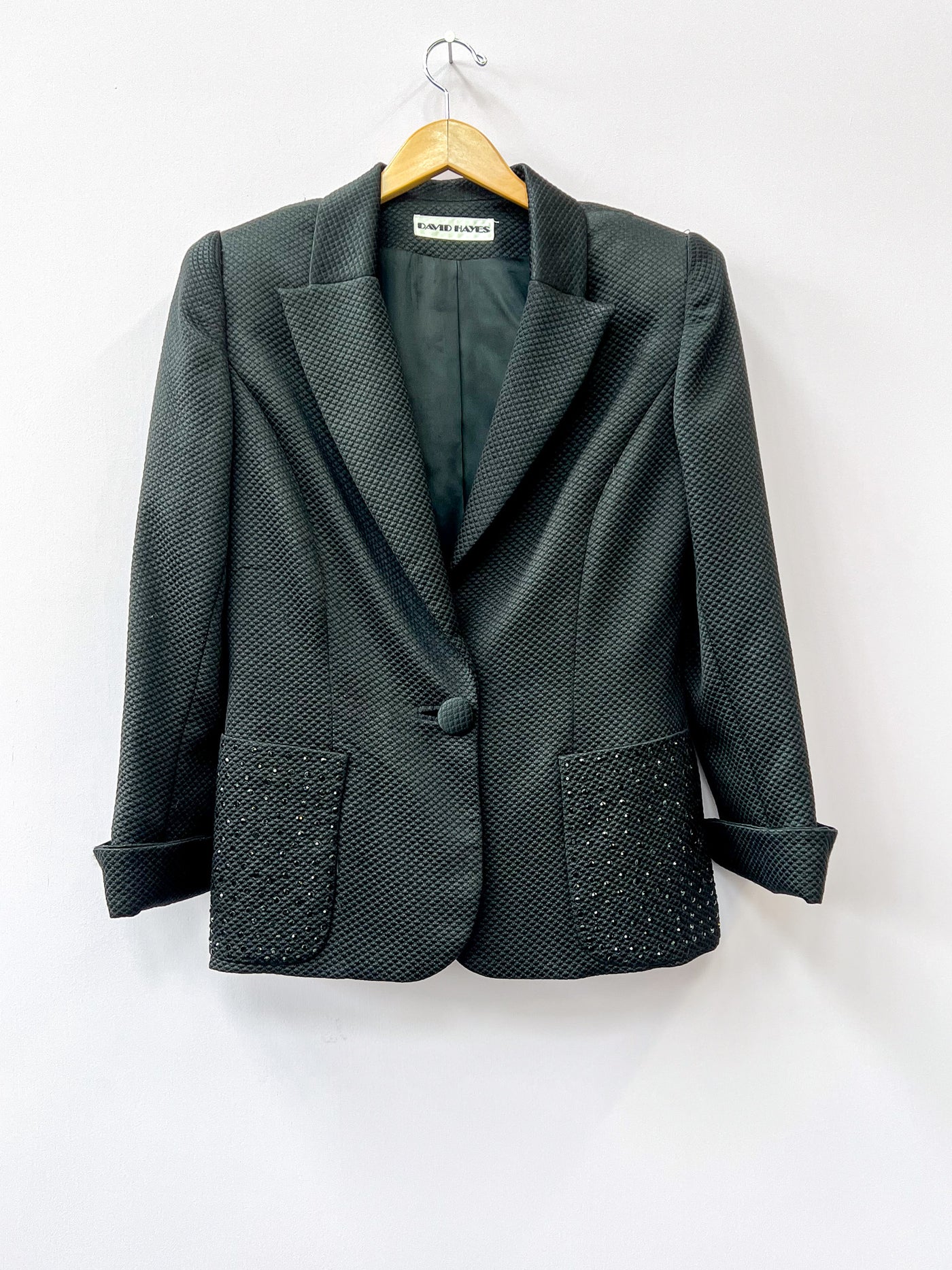 Black Rhinestone Blazer and Skirt Set - Medium