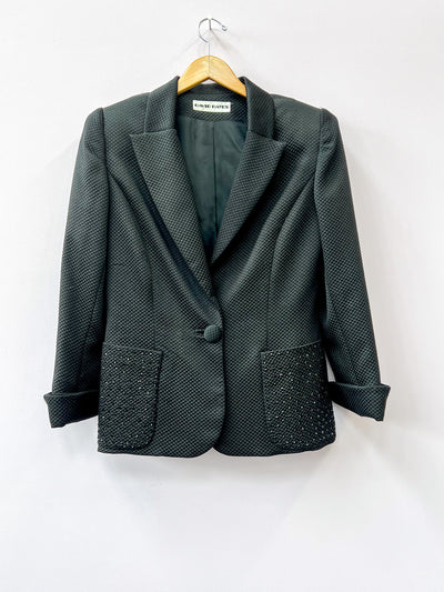 Black Rhinestone Blazer and Skirt Set - Medium