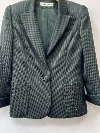 Black Rhinestone Blazer and Skirt Set - Medium