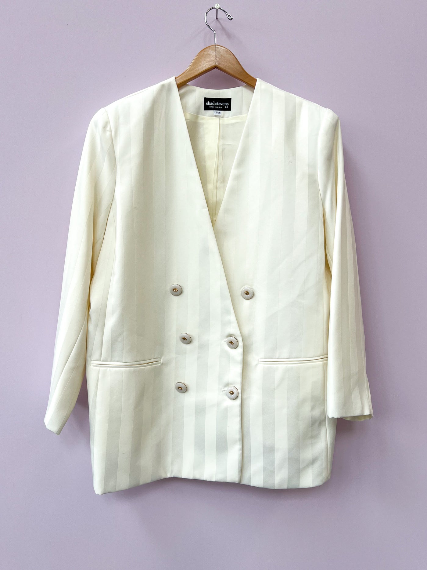 Two Tone White Blazer and Skirt Set -18W/1X