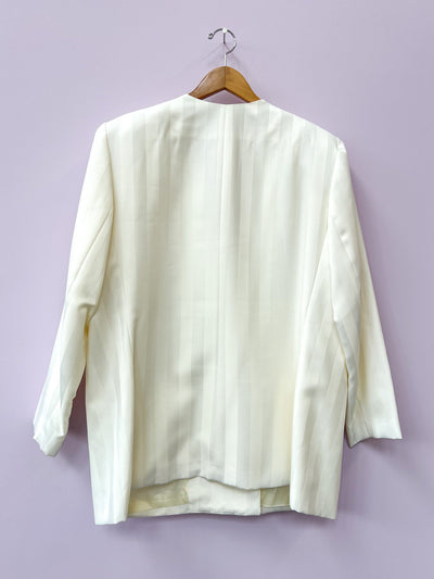 Two Tone White Blazer and Skirt Set -18W/1X