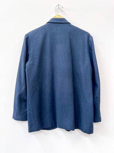 Navy Blue Brushed Wool Blazer - Medium