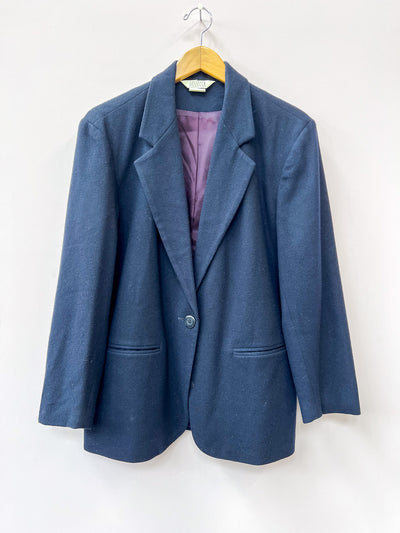 Navy Blue Brushed Wool Blazer - Medium