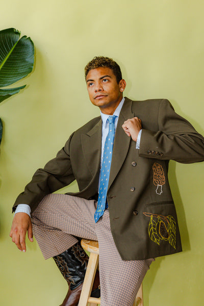 Appalachian Kentucky Themed Chain Stitch Suit Jacket