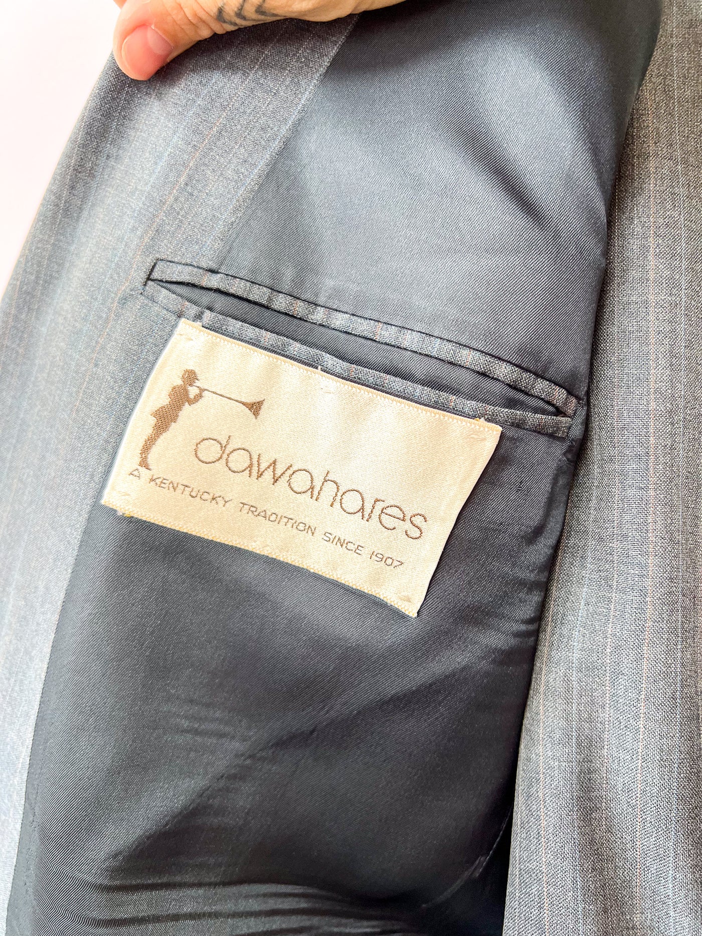 Grey/Blue Pinstripe Suit 46R/40