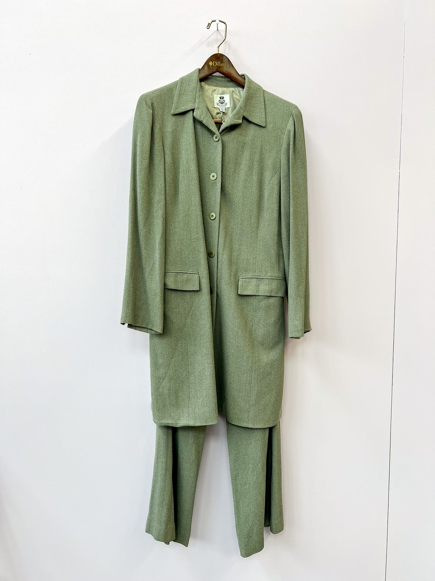 Green Long Overcoat and Pants Suit Set - Medium