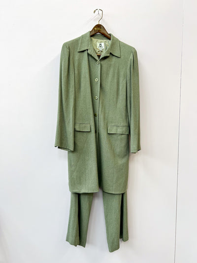 Green Long Overcoat and Pants Suit Set - Medium
