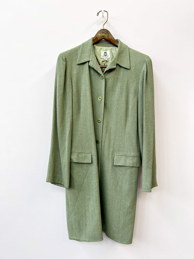 Green Long Overcoat and Pants Suit Set - Medium