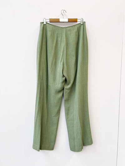 Green Long Overcoat and Pants Suit Set - Medium