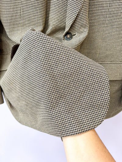 Micro Houndstooth Black and Brown Blazer 54R