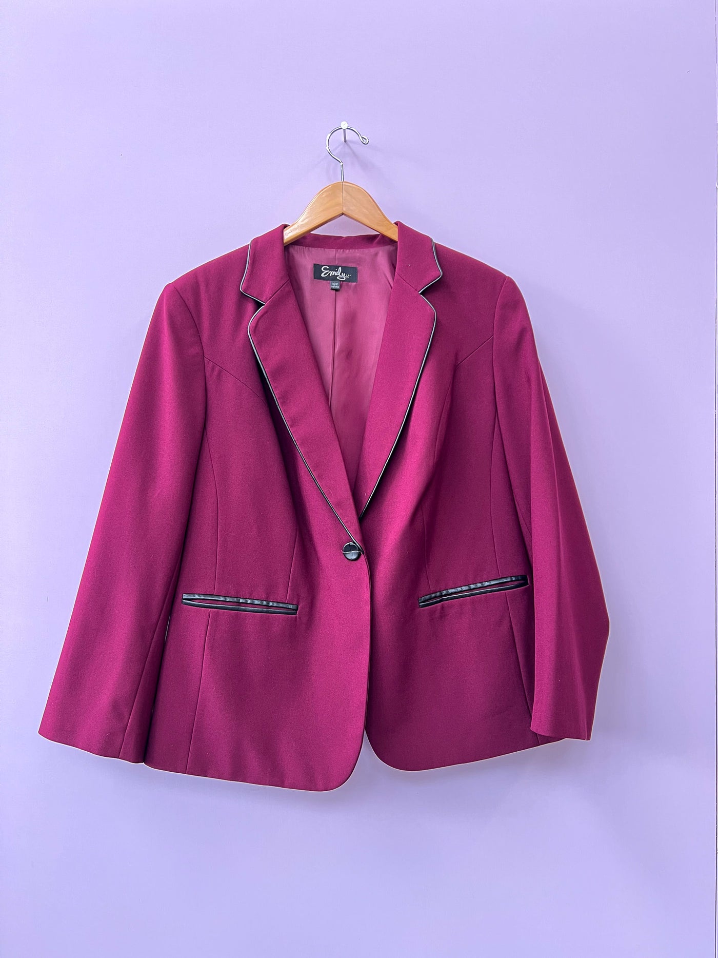 Cranberry and Leather Blazer - Size 16W/0X