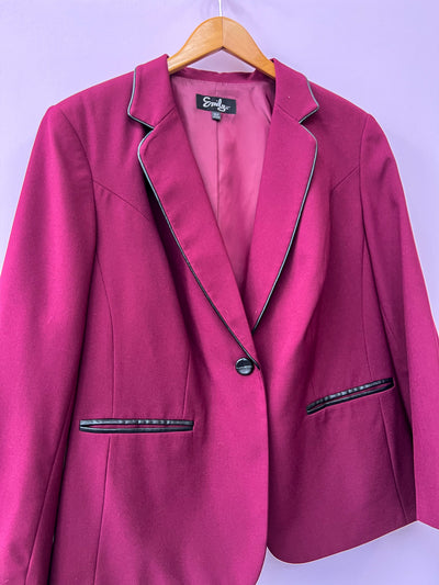 Cranberry and Leather Blazer - Size 16W/0X