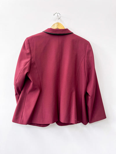 Cranberry and Leather Blazer - Size 16W/0X