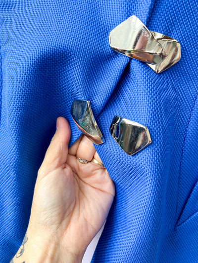 Cobalt Blue Blazer with Silver Buckles -Small/Medium