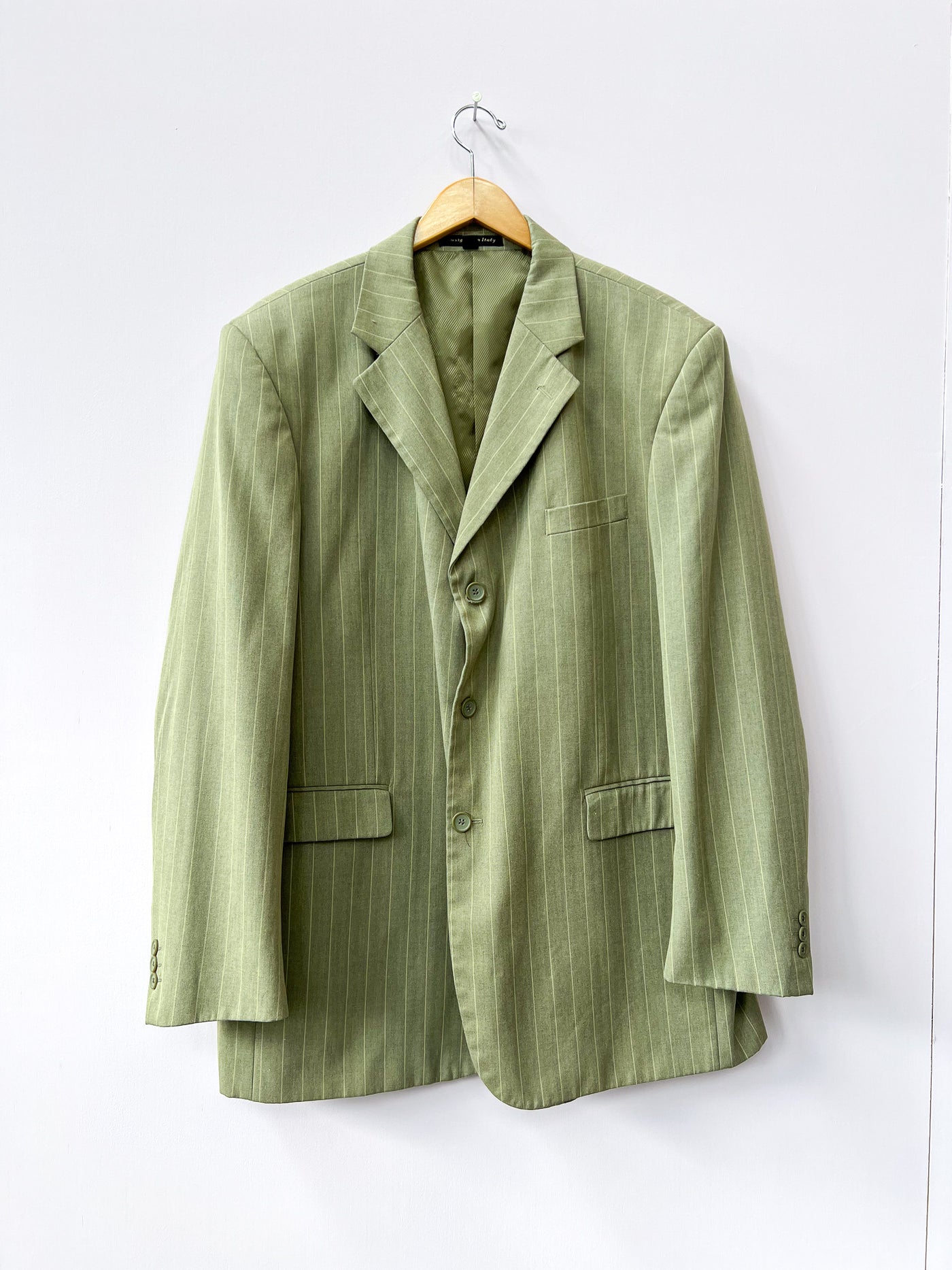 Soft Green Pinstripe Suit 48L/42