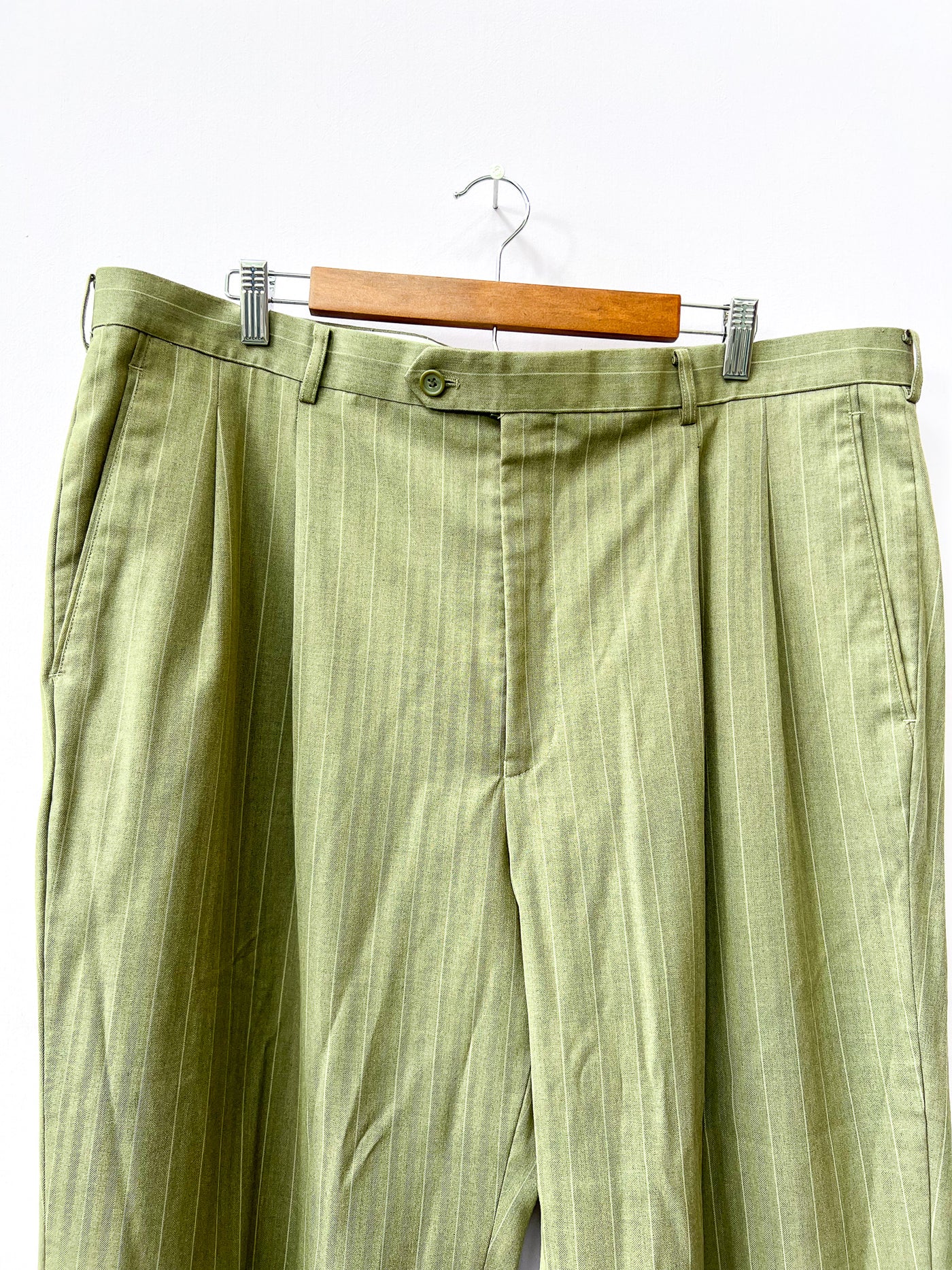 Soft Green Pinstripe Suit 48L/42
