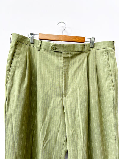 Soft Green Pinstripe Suit 48L/42