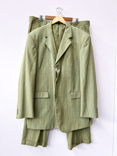 Soft Green Pinstripe Suit 48L/42