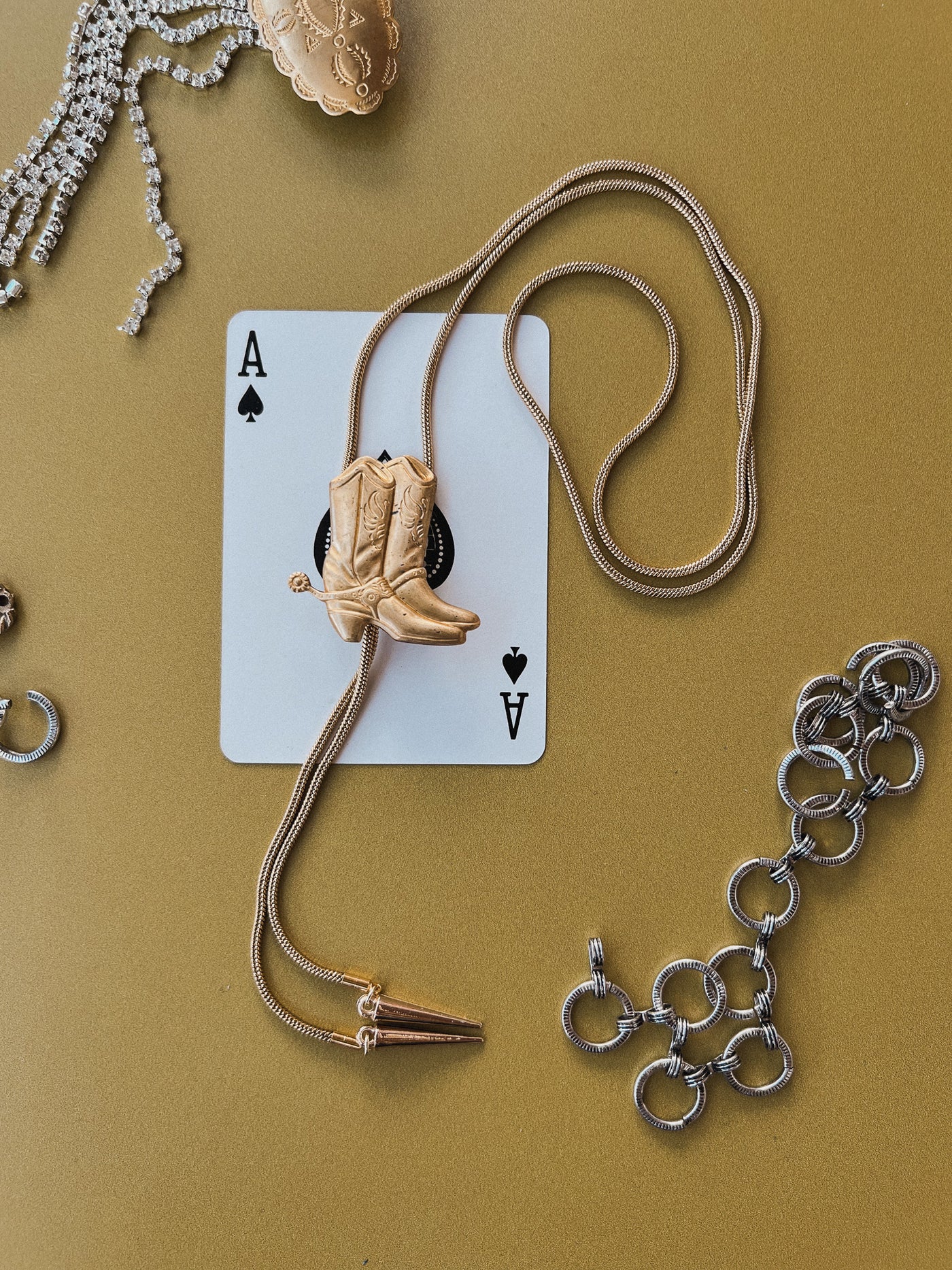 Gold Cowboy Boot Bolo Tie