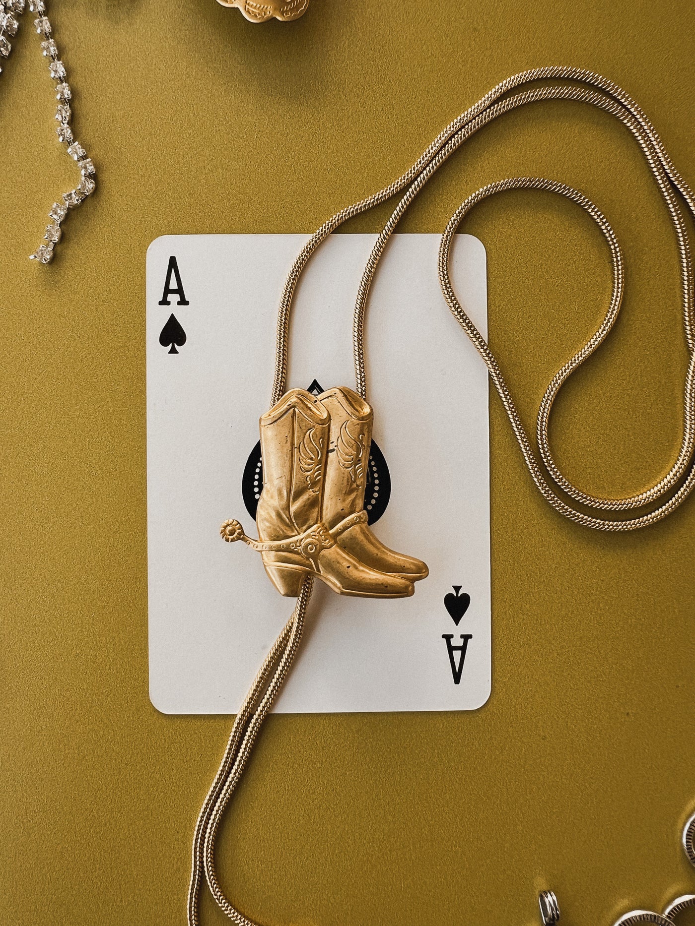 Gold Cowboy Boot Bolo Tie