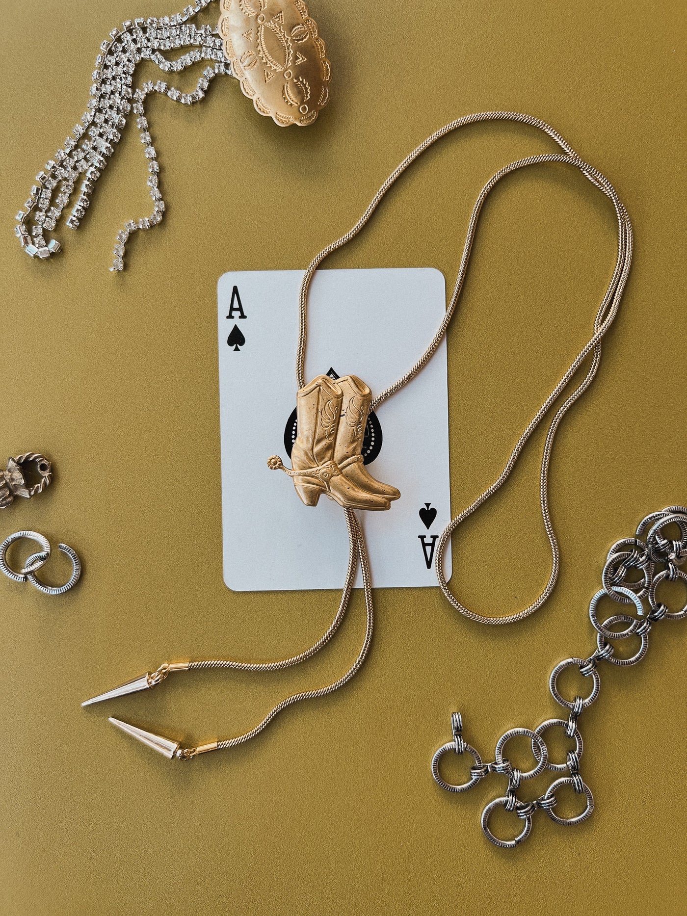 Gold Cowboy Boot Bolo Tie