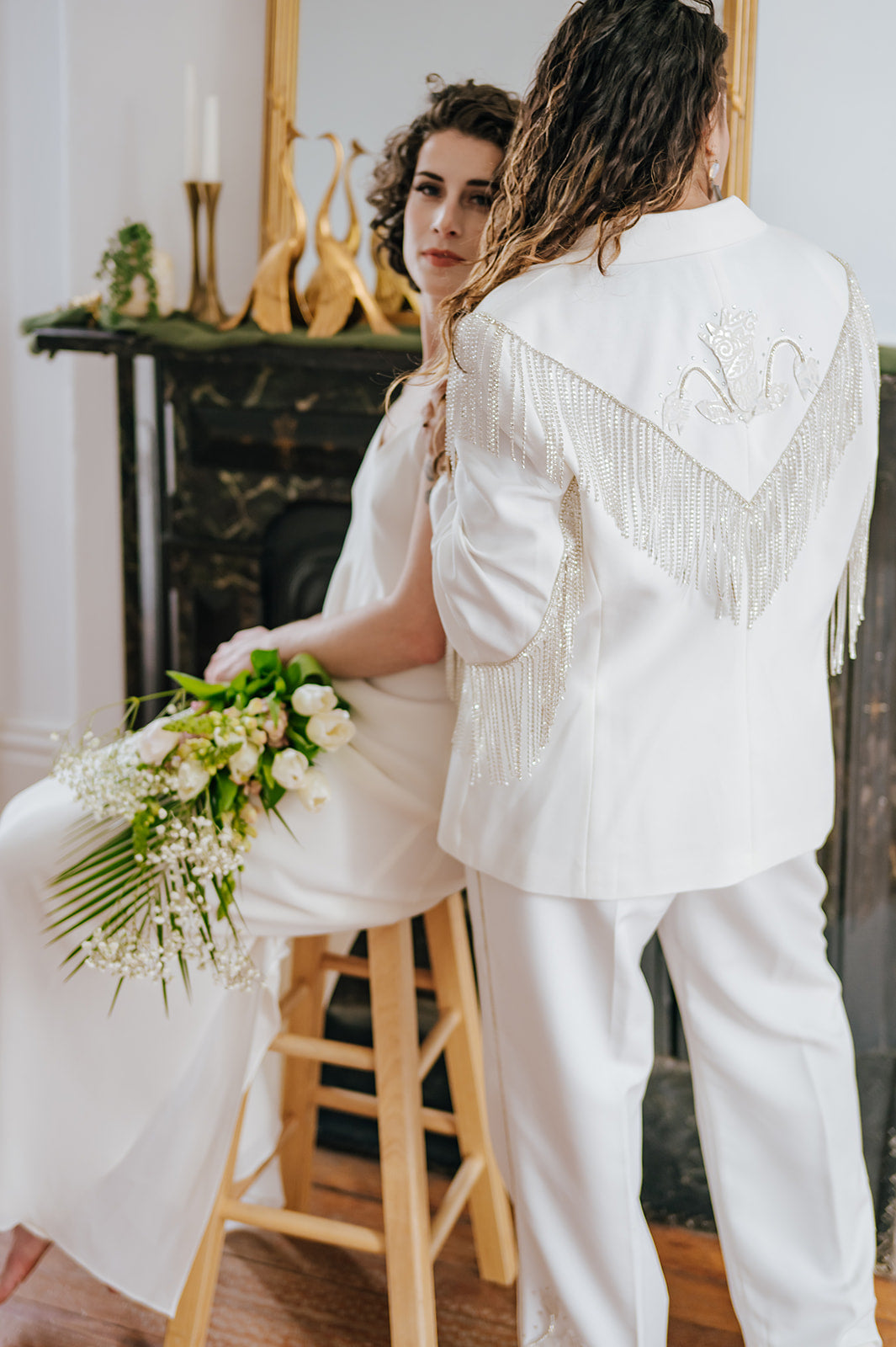 White Wedding Nudie Suit Set - Jacket 16/ pants 12
