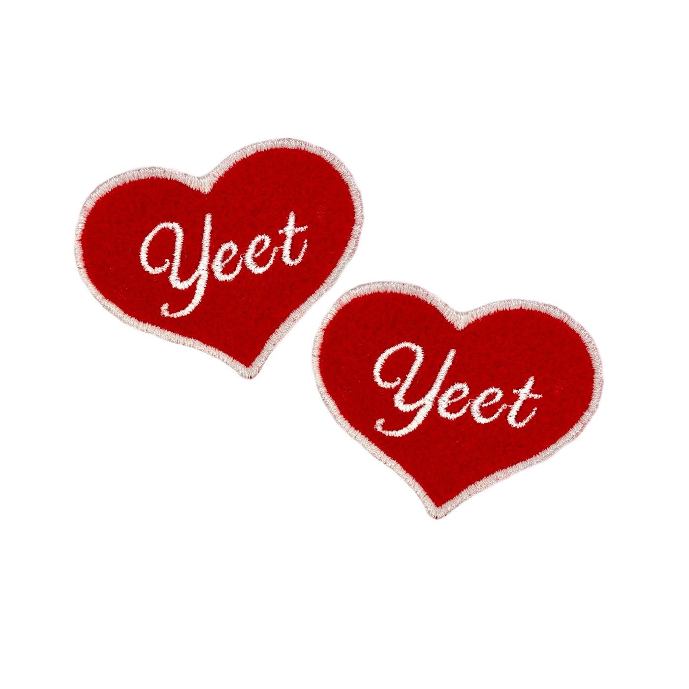 Yeet Red and Pink Heart Embroidered Iron-on Patch