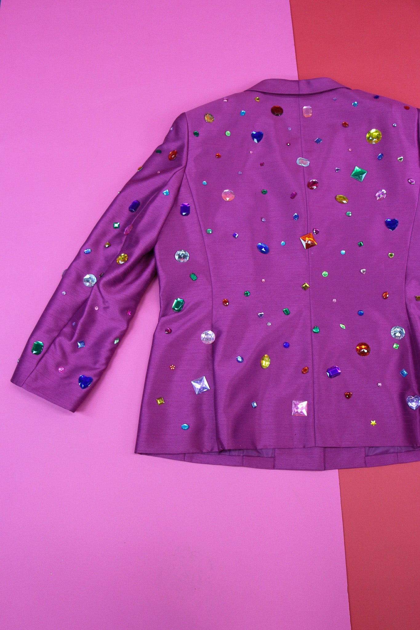 Size 18 Purple Satin Disco Rhinestone Jacket