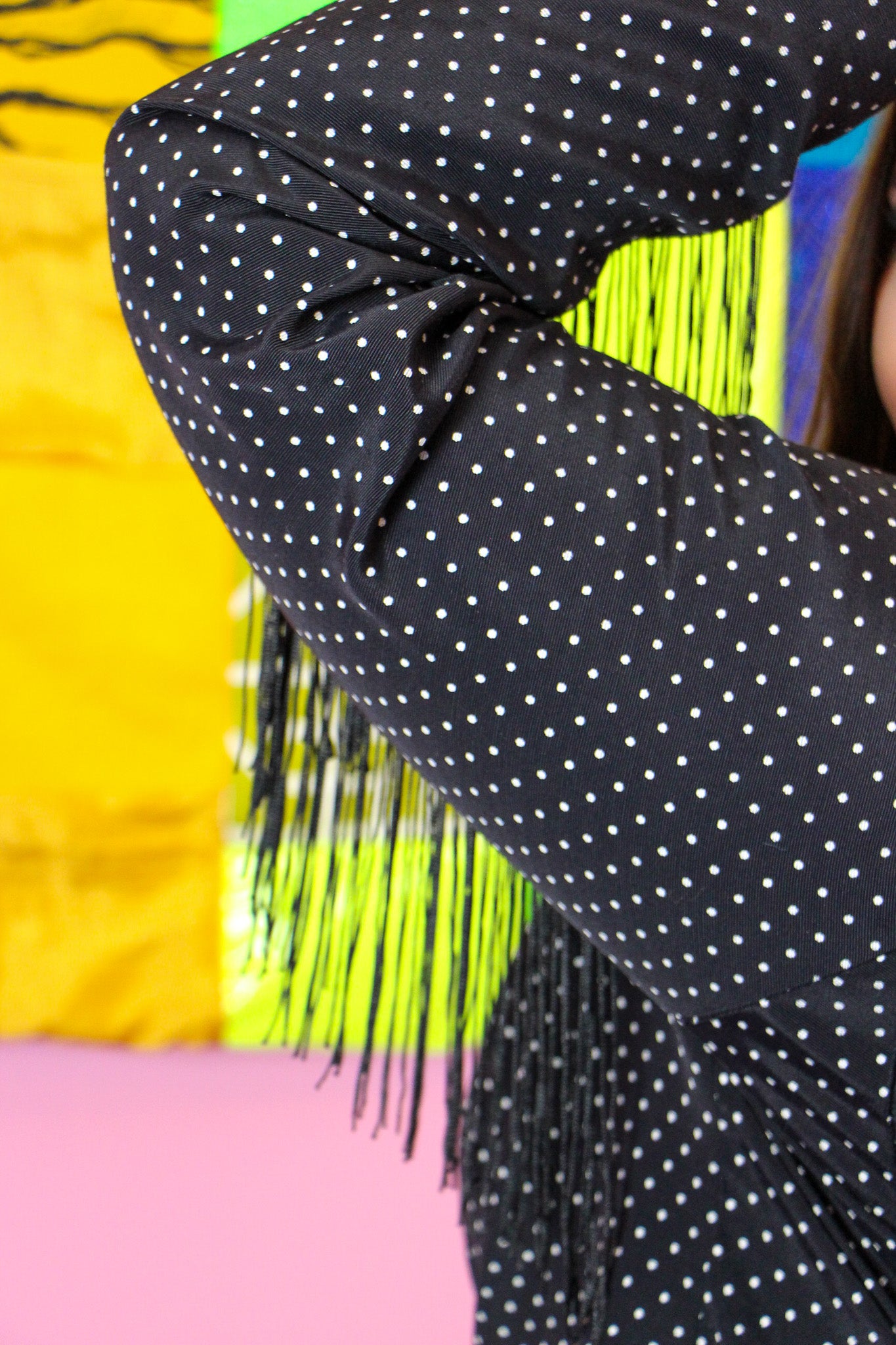 Polka Dot Top with Black Fringe - Size 18/XL